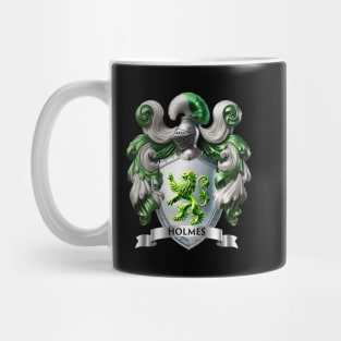 Holmes Family Crest – Ancestral Coat of Arms, Green & Silver Heraldry Mug